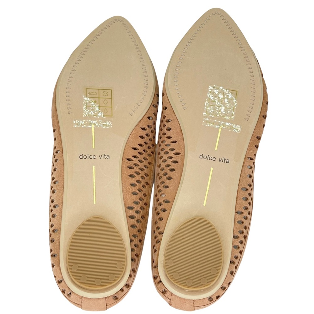 Dolce Vita Grant Tan Perforated Nubuck Leather Womens Flat Mules Size 6M - Picture 14 of 15